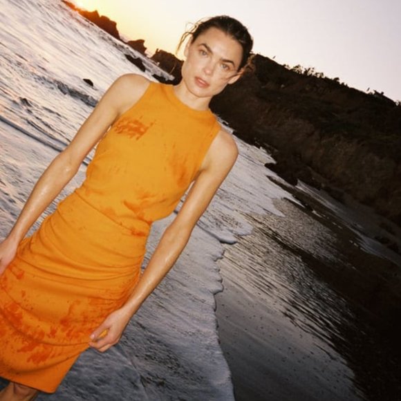 Zara Midi Halter Dress in Orange - Picture 1 of 6